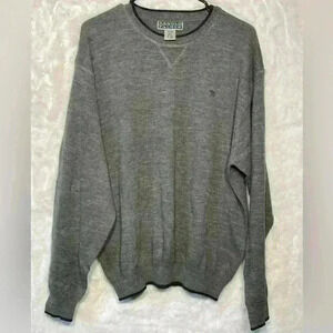 Arnold Palmer Vintage Wool Grey / Black Golf Sweater Crewneck Sporty Retro Mens